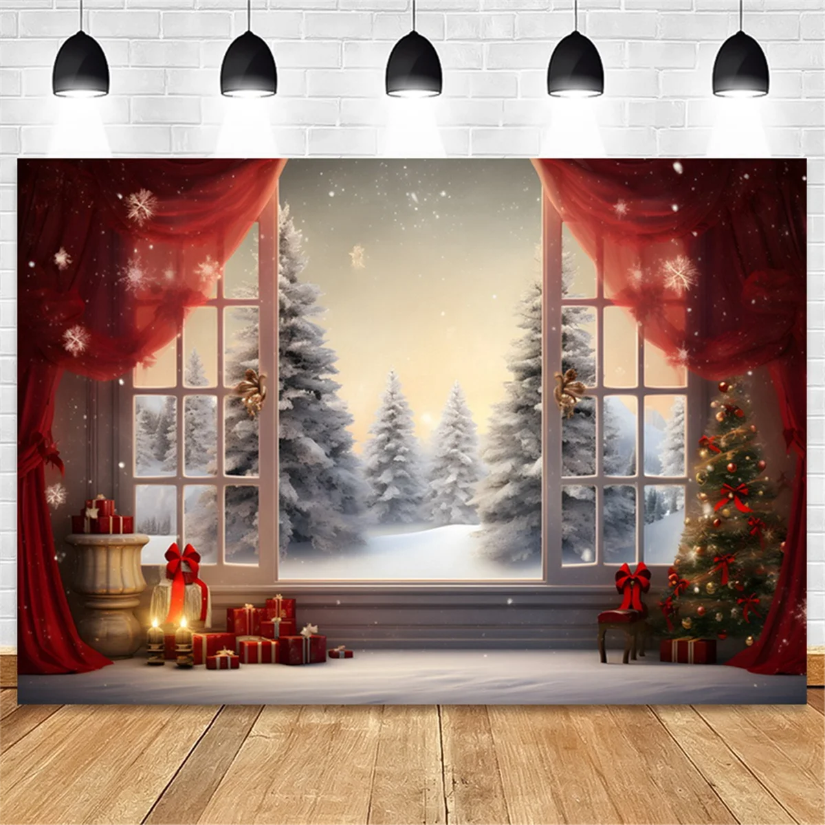 قماش خلفية عيد الميلاد للأطفال ، شجرة عيد الميلاد ، زخرفة حفل ندفة الثلج ، التصوير الفوتوغرافي ، 210x150cm