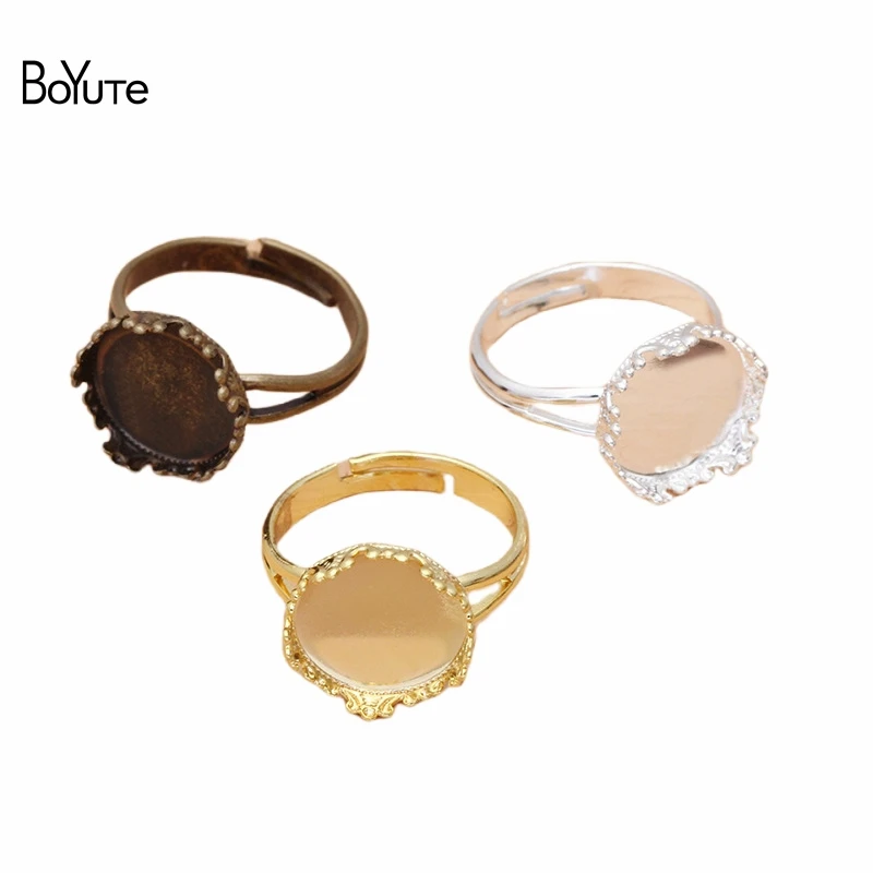 Boyute (50 Stuks/partij) Fit 12Mm Cabochon Metalen Messing Kroon Kroon Ring Lege Lade Basisinstellingen Diy Handgemaakte Sieraden Accessoires