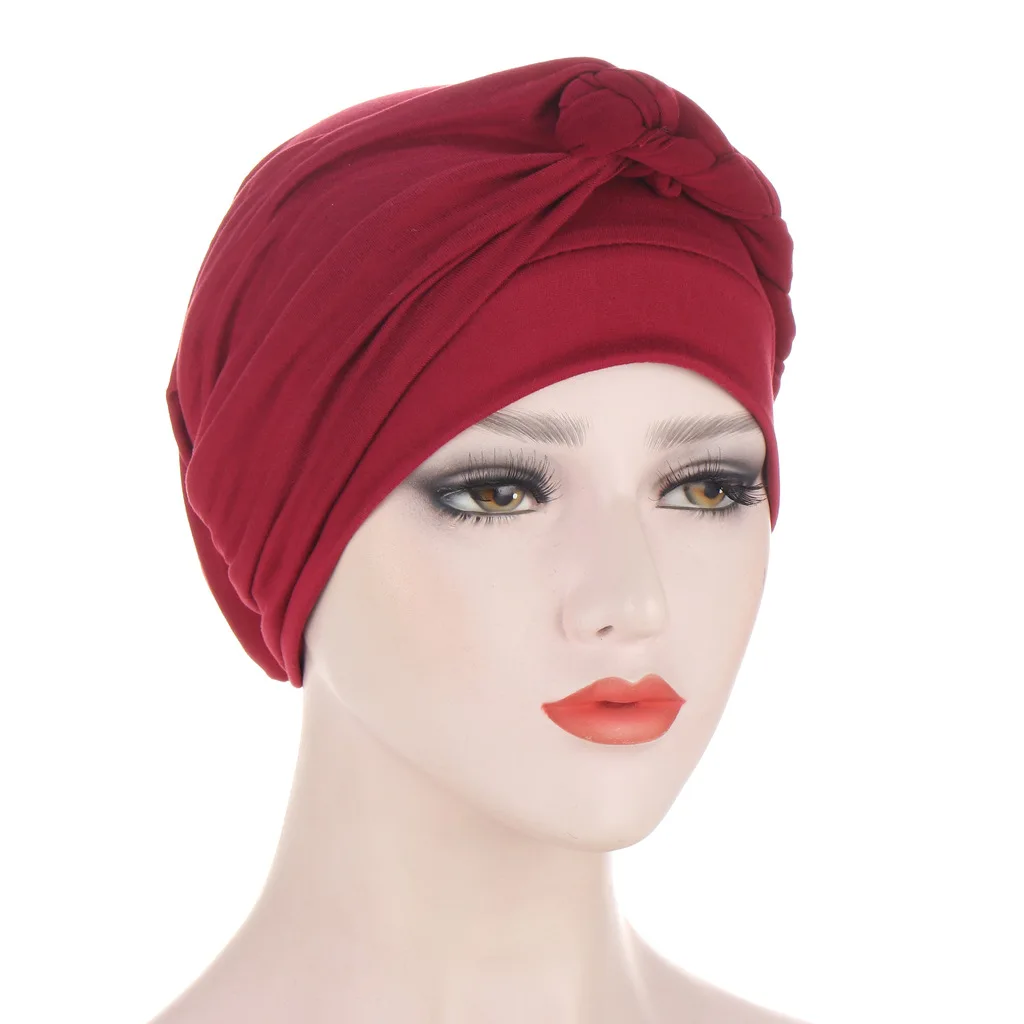 Braid Islamic Milk Silk Polyester Prayer Hats Wraps Hijab  Women Muslim  Islamic Hijab Turban