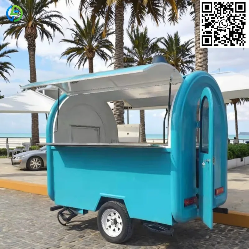 Customized Ice Cream Hot Dogs Snack Food Fully Equipped Mobile Kitchen Street Food Trailer for Burgers Pizza Taco Chips Coffee