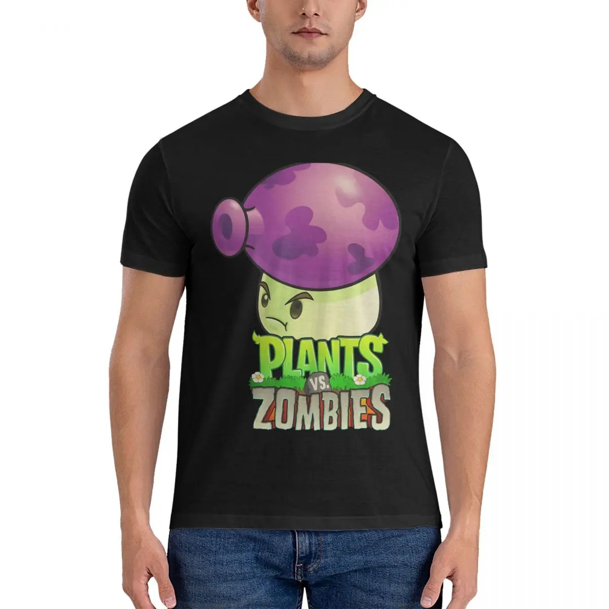 2025 نموذج جديد الفطر لعبة فيديو الرجال تي شيرت النباتات مقابل Z-الزومبي مضحك تيز قصيرة الأكمام س الرقبة تي شيرت القطن الخالص جديد أ