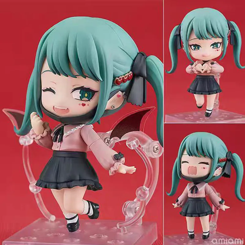 10.5CM 2024 New Anime Hatsune Miku Vampire Girl Q version kawaii Figure Shape is movable PVC Model Toys Doll Ornaments Gifts