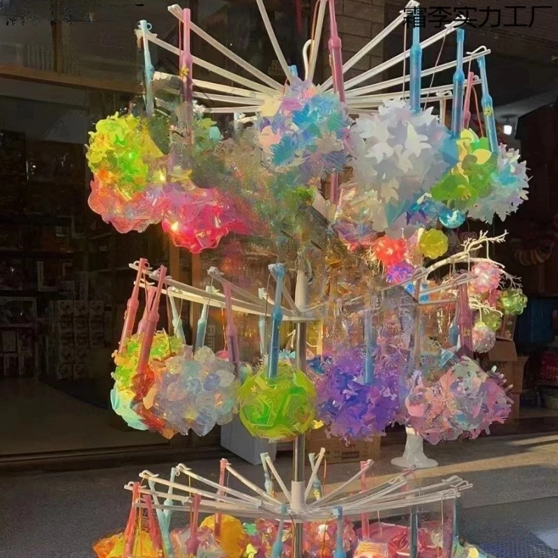 

Umbrella-shaped foldable display stand, stall shelf, shelf 3-layer toy display stand, lantern