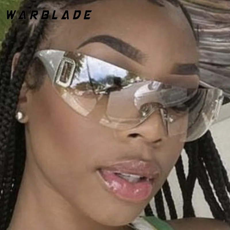 

Fashion Hip-hop Outdoor Rimless Punk Women Sunglasses Y2K One-Piece Luxury Design Men Sunglass Street Photography Goggles UV400