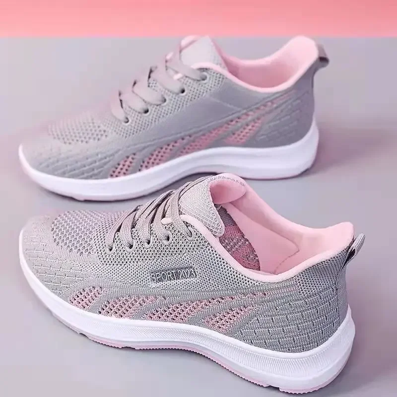 New Running Shoes for Women, Breathable Sports Shoes, Lightweight Mesh Air Cushion, Women's Outdoor Lace Up Training Shoes