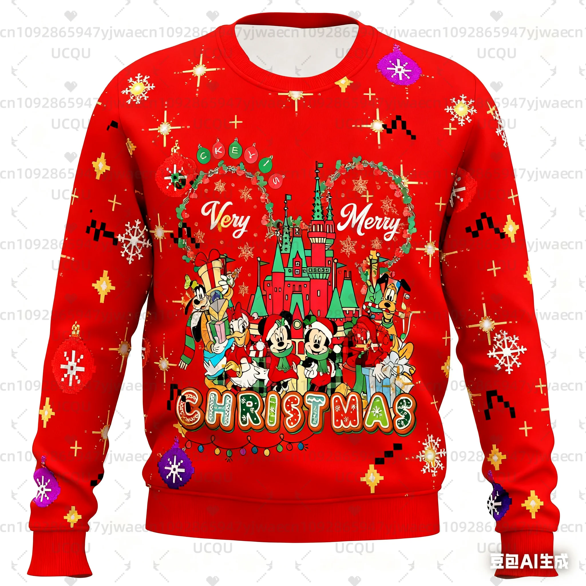 Dames Kerst Mickey Mouse en Vrienden Grafisch Sweatshirt Casual Pullover Outdoor Herensweatshirt