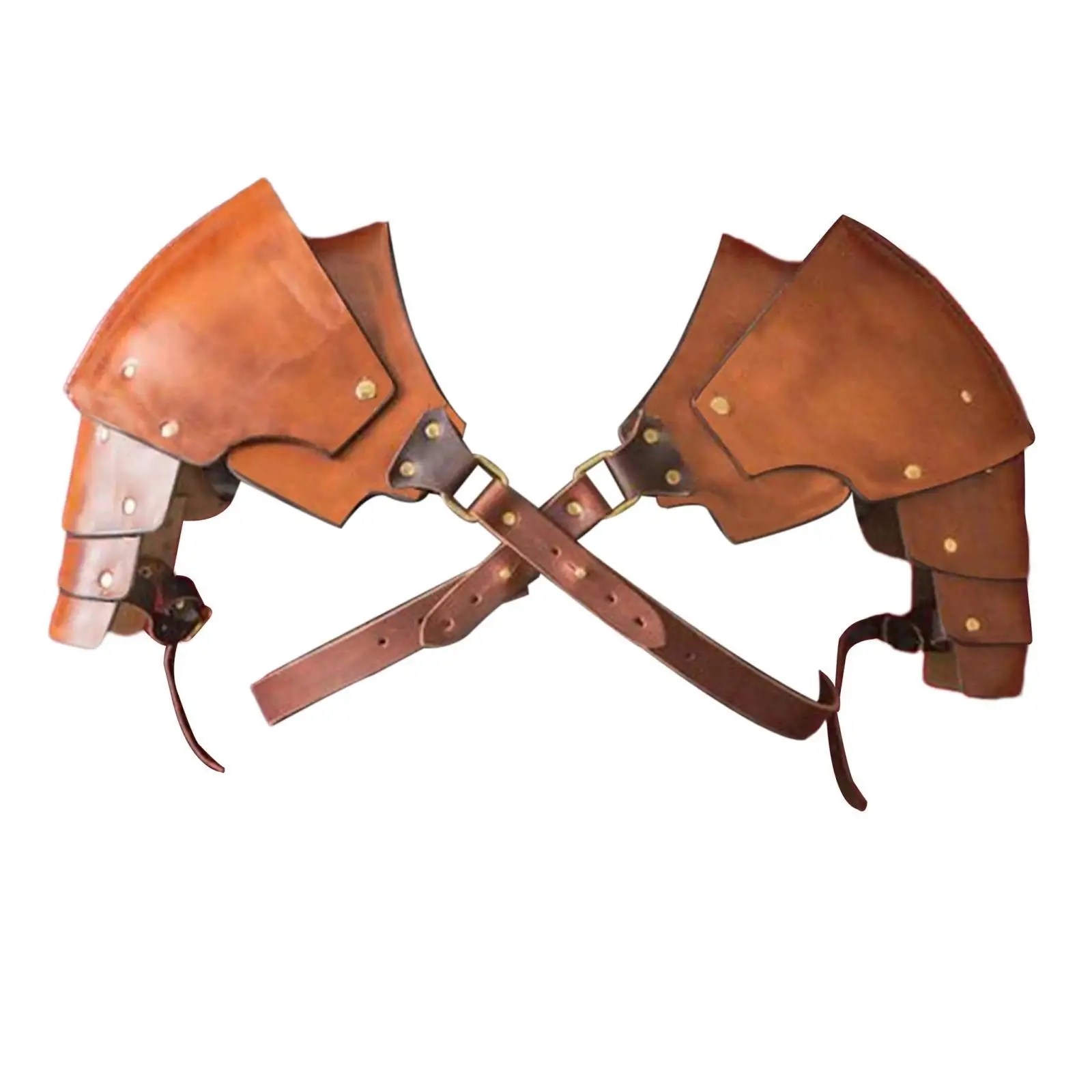 Medieval Shoulder Armor Vintage Style Steampunk Brown Pirate Adjustable Shoulder Guard Pauldron for Theater Props Party Costume