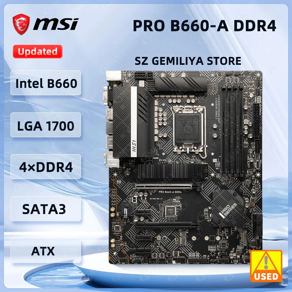 

MSI PRO B660-A DDR4 Motherboard LGA1700 Intel B660 DDR4 128GB support i5-12400 I9-14900 I7-14700 i7-13700 i5-13500 cpu
