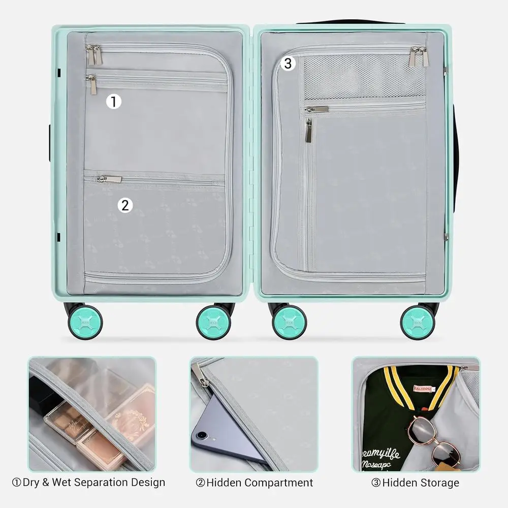 20 Airline-Approved Hardside Spinner Carry-On Suitcase 22x14x9 with TSA Lock & PC Hard Shell