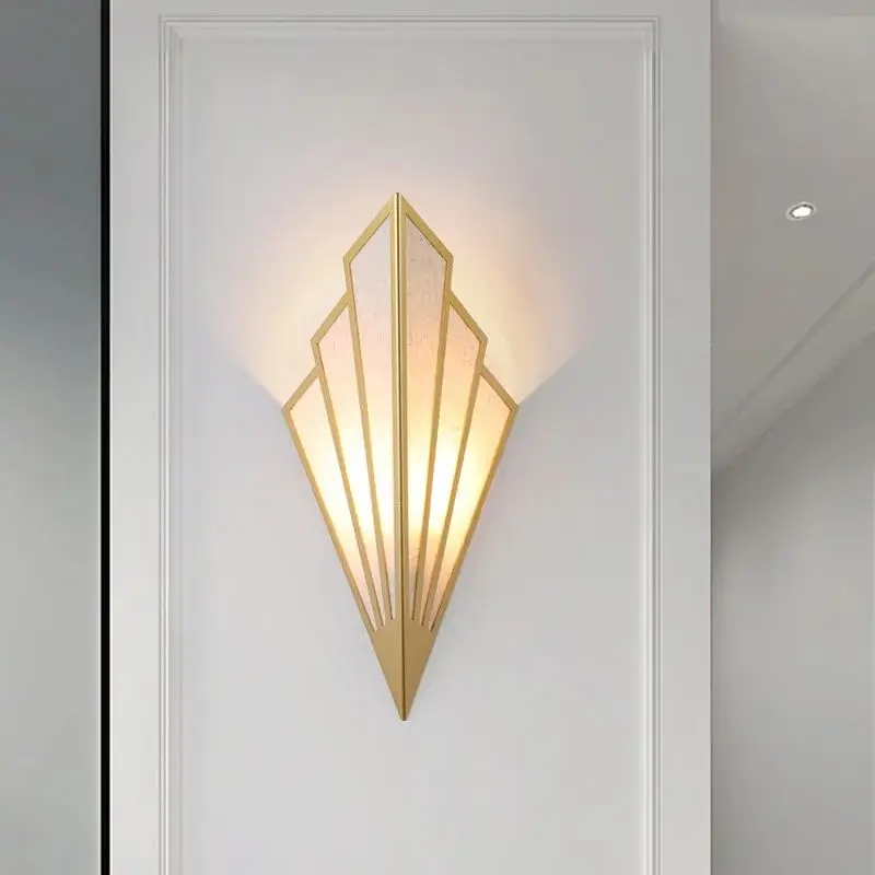

Modern Indoor Wall Light Decorative LED Fan-Shaped Wall Lamp with Warm Light Bulb E14 for Living Room Bedroom Corridor, Gold