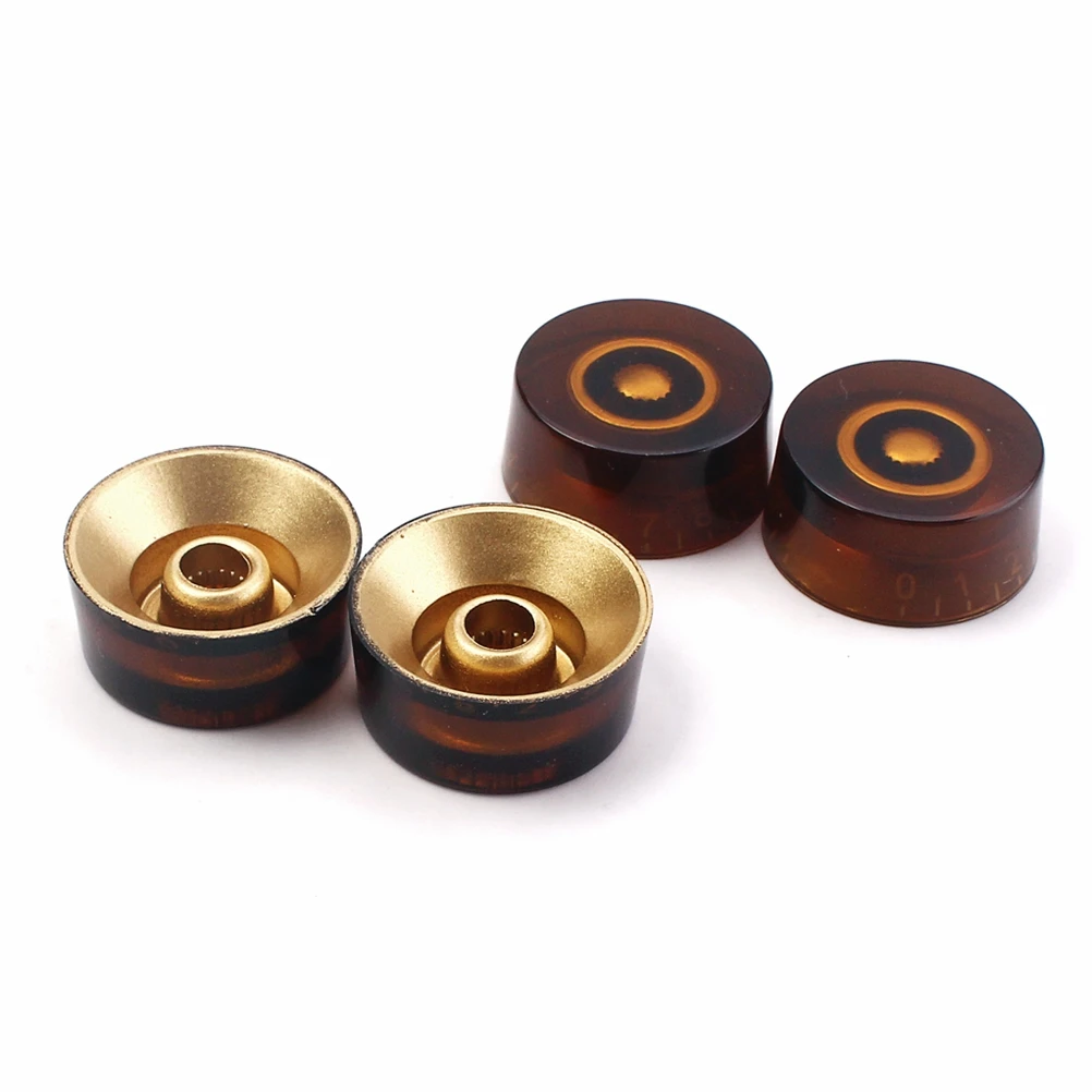 

4 PCS/ Guitar Control Knobs Volume Electric Durable and Tone Comfortable Tea Color