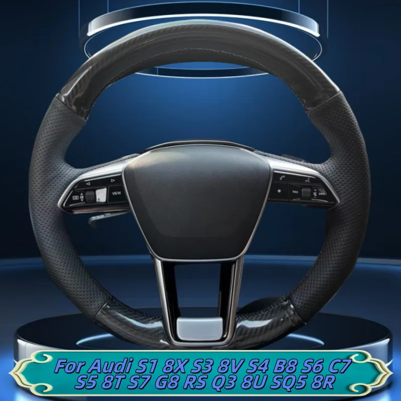 

Car Steering Wheel Cover Hand-Sewn Genuine Leather For Audi S1 8X S3 8V S4 B8 S6 C7 S5 8T S7 G8 RS Q3 8U SQ5 8R Car Accessories