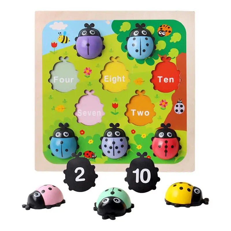 Number Matching Game 1-10 Number Counting Ladybugs Educational Board Game Fine Motor Skill Learning Toy For Kids