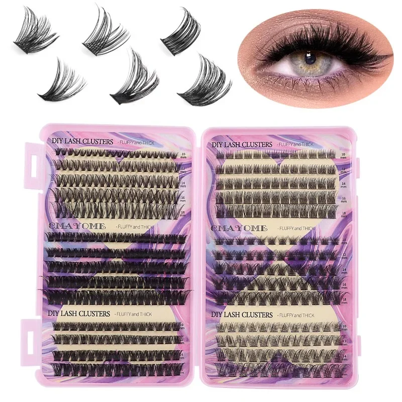 New Eyelash Book with False Eyelashes Bond and Seal Remover Set Lash Clusters 10-18mm Individual Lashes Kit Mixed Large Capacity