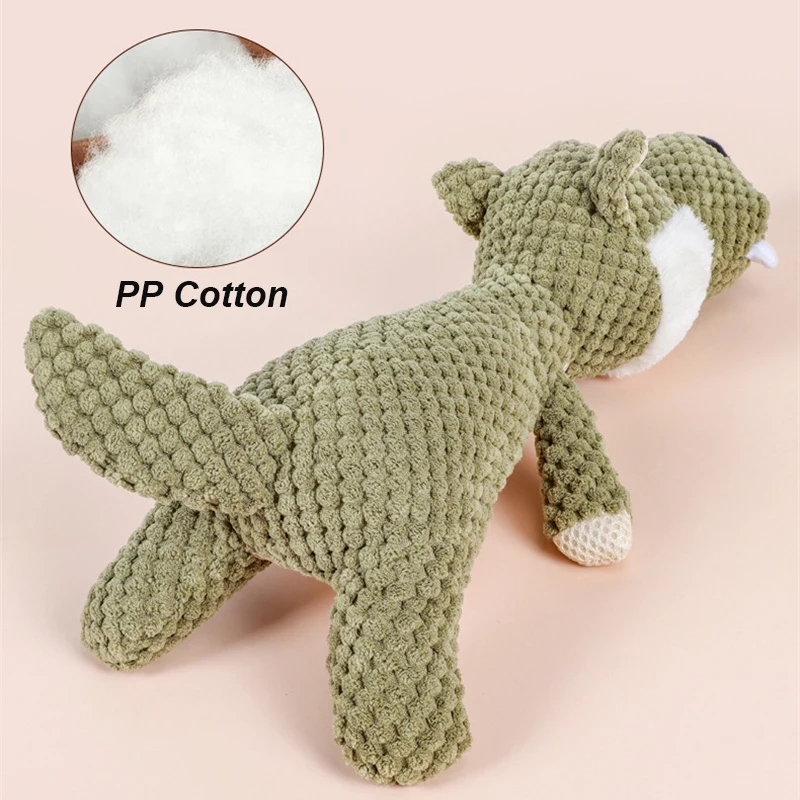 Cute Animal Plush Dog Toys for Large Small Breed Dogs Squeak Stuffed Toy Puppy Teething Toys for Molar Chewing Bite Resistant