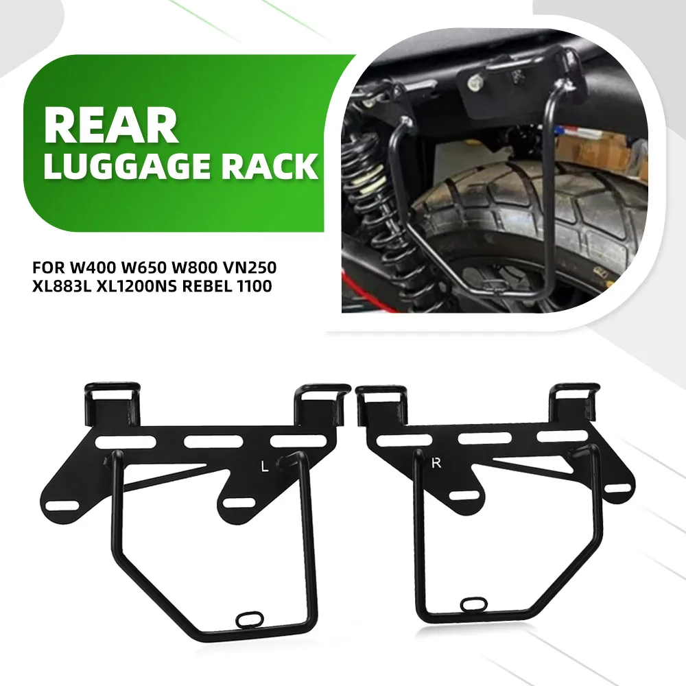 For Kawasaki W400 W650 W800 VN250 XL883L XL1200NS Rebel 1100 Motorcycle Side Luggage Rack Support Saddle Bags Mounting Brackets