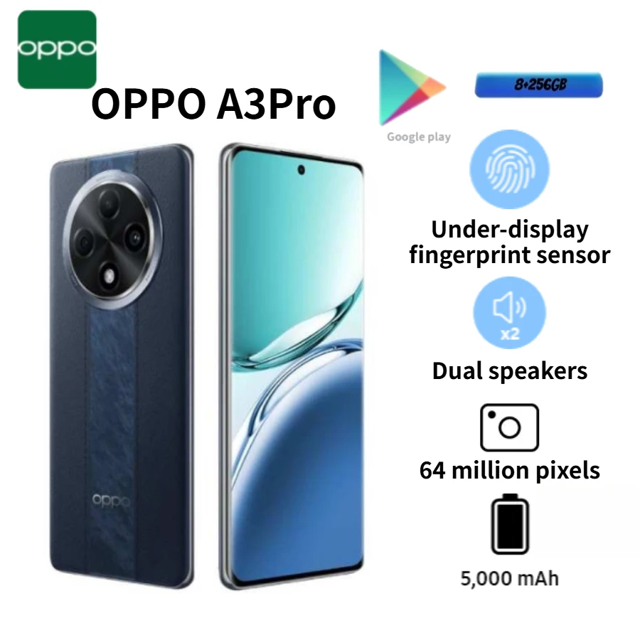 2026 OPPO A3 pro 5G Global Edition 6.7-inch FHD+ Display Smartphone 5000mAh Battery 8GB+256GB Storage Dual-SIM High Capacity