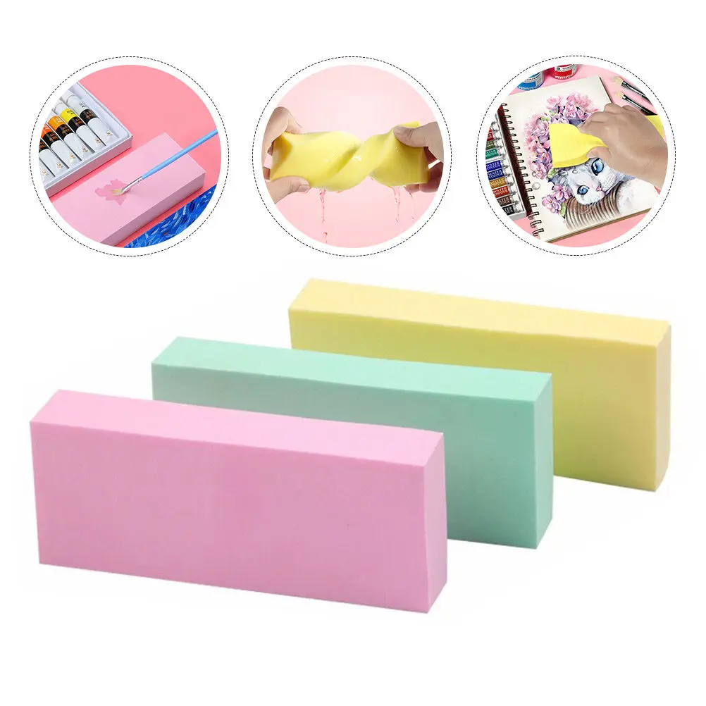 

Набор из 3 акварельных губок для рисования, впитывающих воду, цветные, легко моющиеся, с мягкой и нежной поверхностью, устойчивые к деформации