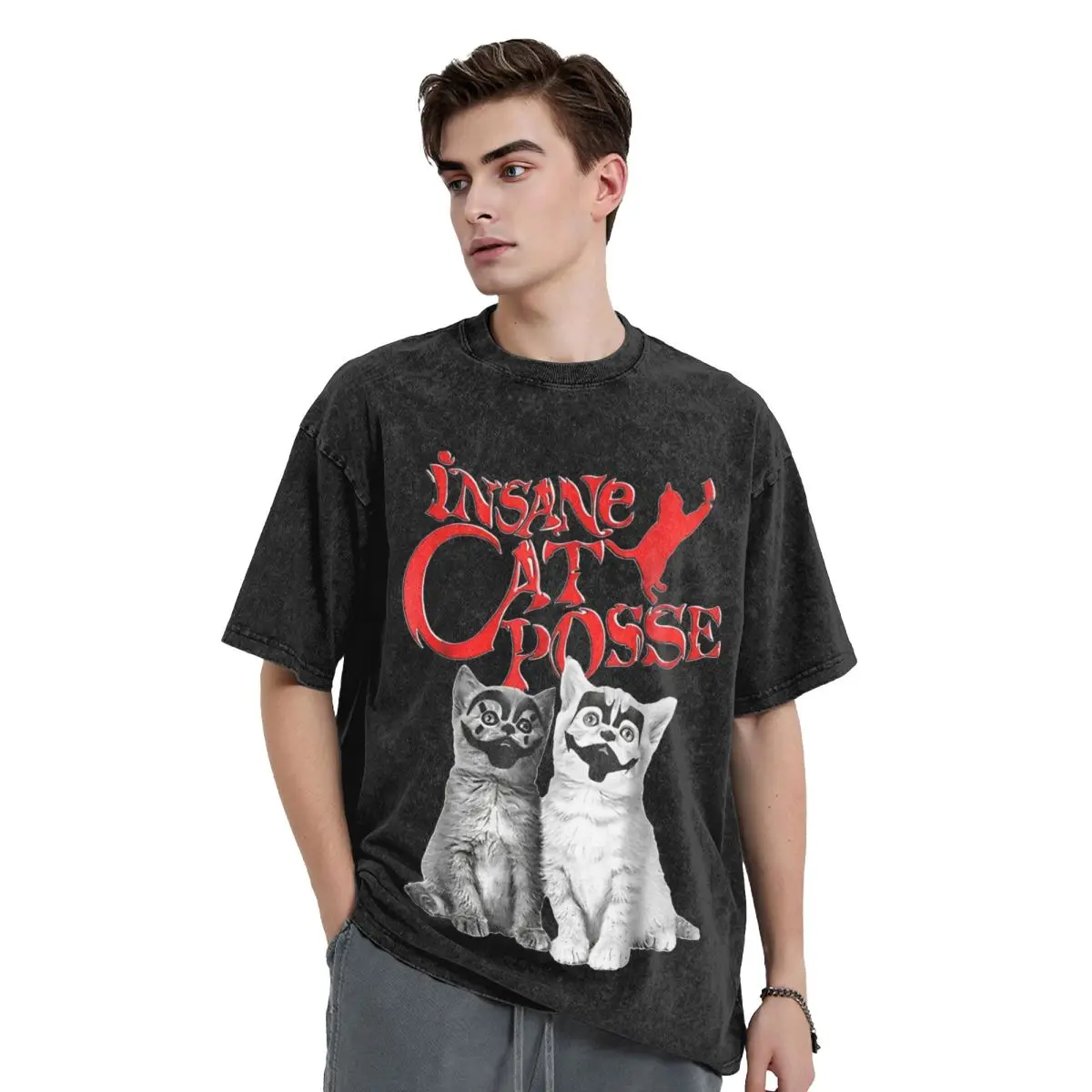 Insane Clown Posse T Shirts Washed Cotton Oversize T-Shirt ICP Violent J Shaggy 2 Dope Tops Streetwear Graphic Printed Tee Shirt