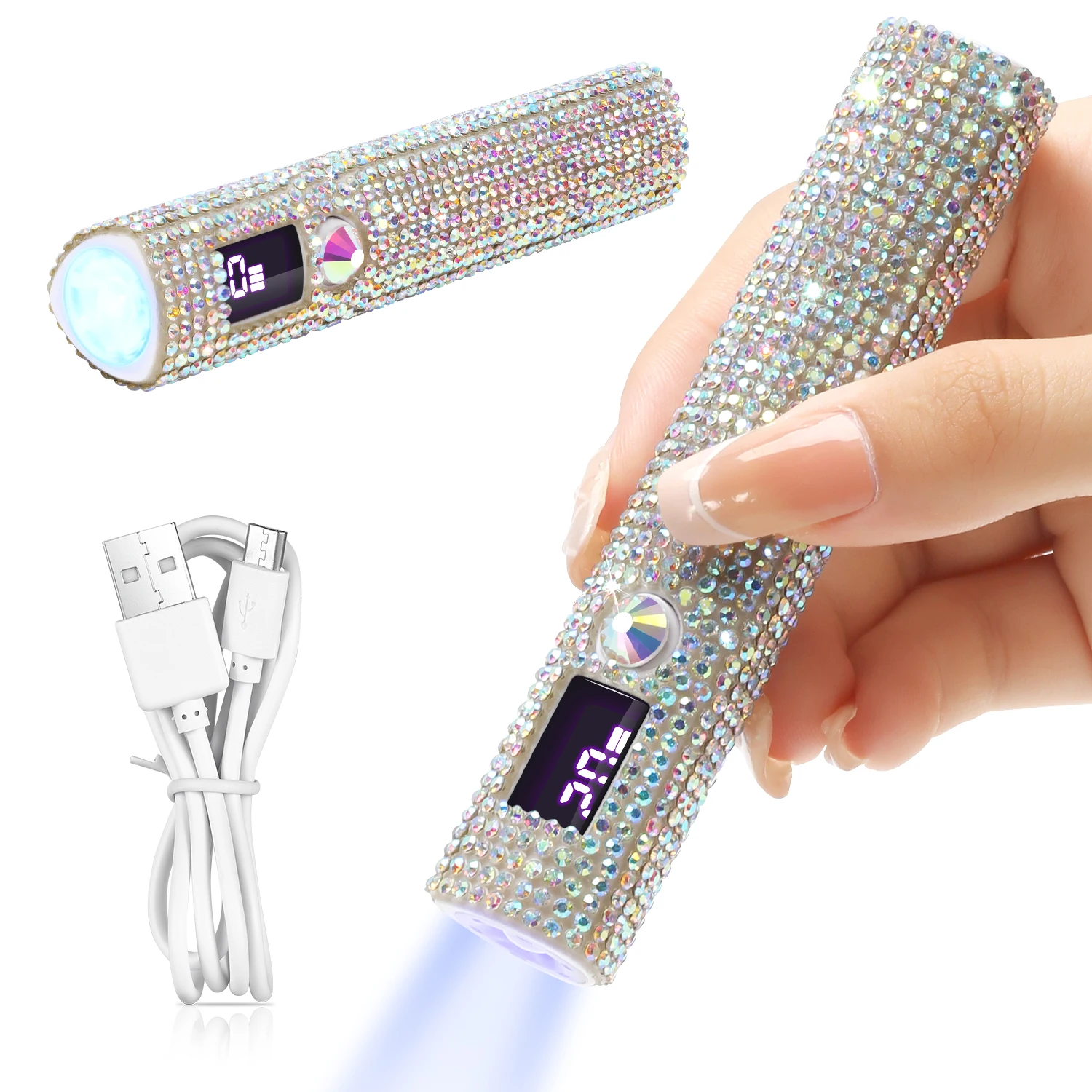 Handheld UV LED Lampe Für Nägel Tragbare Wiederaufladbare Nagel Trockner Für Die Aushärtung Alle Nägel Gel Maniküre Lampe Taschenlampe Mit Diamanten