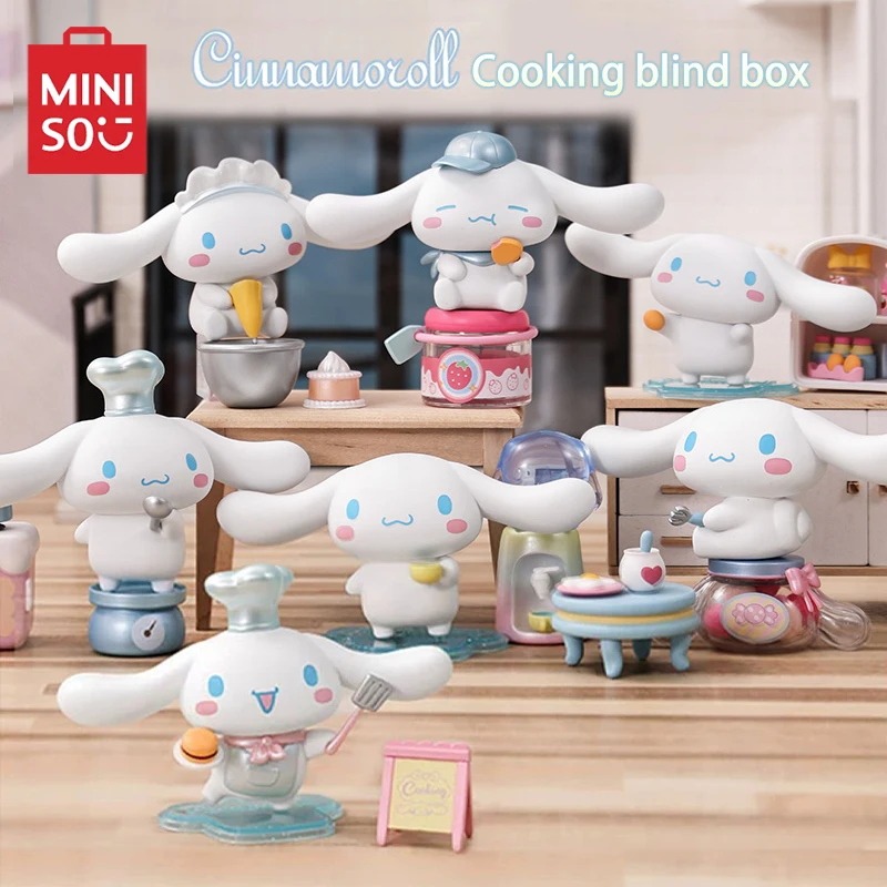 

MINISO Genuine Sanrio Doll Model Cinnamoroll Cooking Series Blind Box Figures Ornaments Christmas Gift Children Kawaii Toys