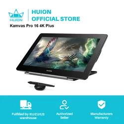 HUION 15.6 Inch Kamvas Pro 16 Plus 4K Graphic Tablet Display with UHD 145% sRGB 8192 levels Battery-free Pen&Tilt Function Drawi