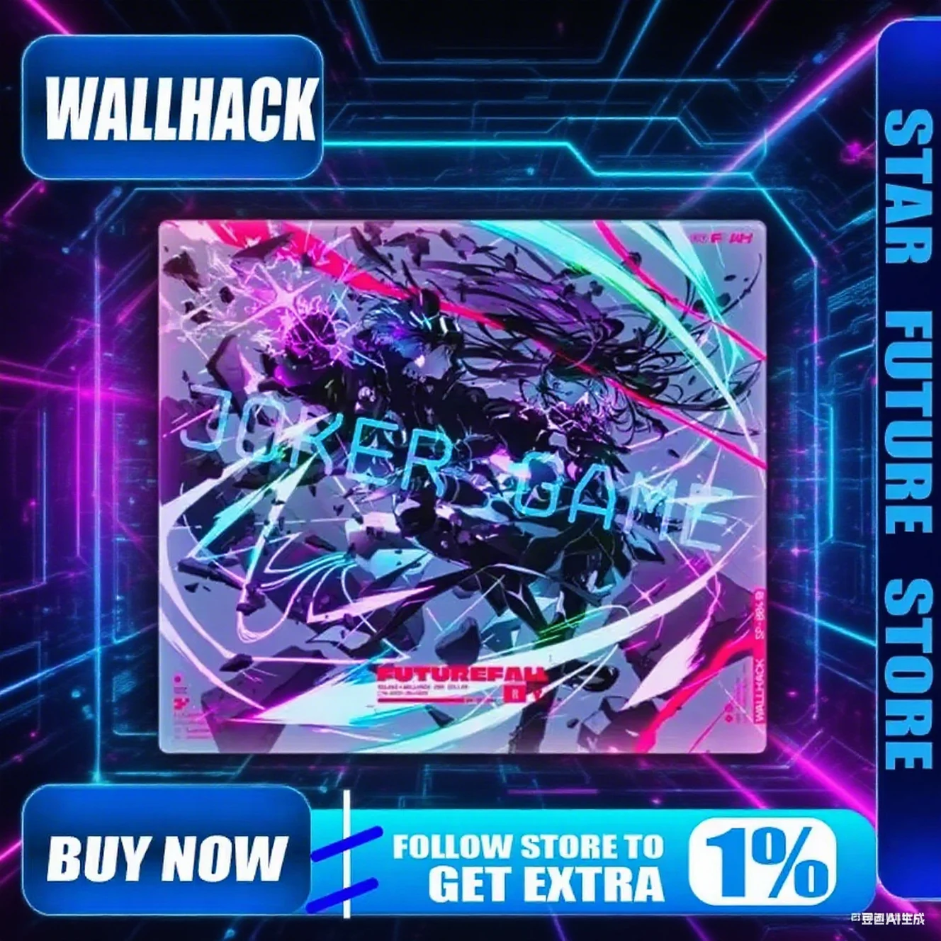 

WALLHACK 4.0 Коврик для мыши Futurefall Glass Duplicate Edition Гладкий игровой коврик для мыши 490x430 мм Индивидуальные подарки Коврик для мыши