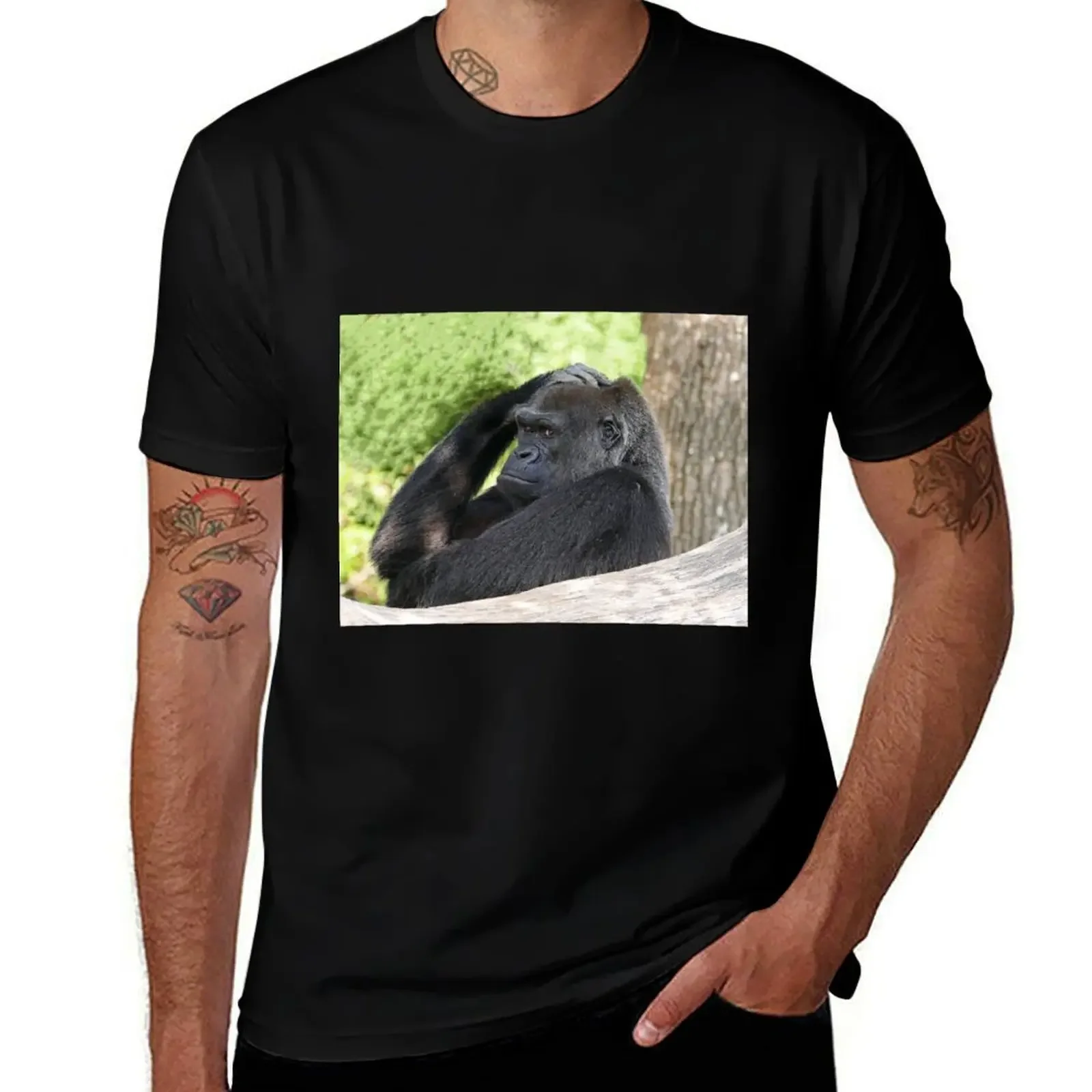 540/ finition 2022 : Gorilla atitude and Expression of a human by Okaio Création Olavia - Olao T-Shirt anime tops mens t shirts