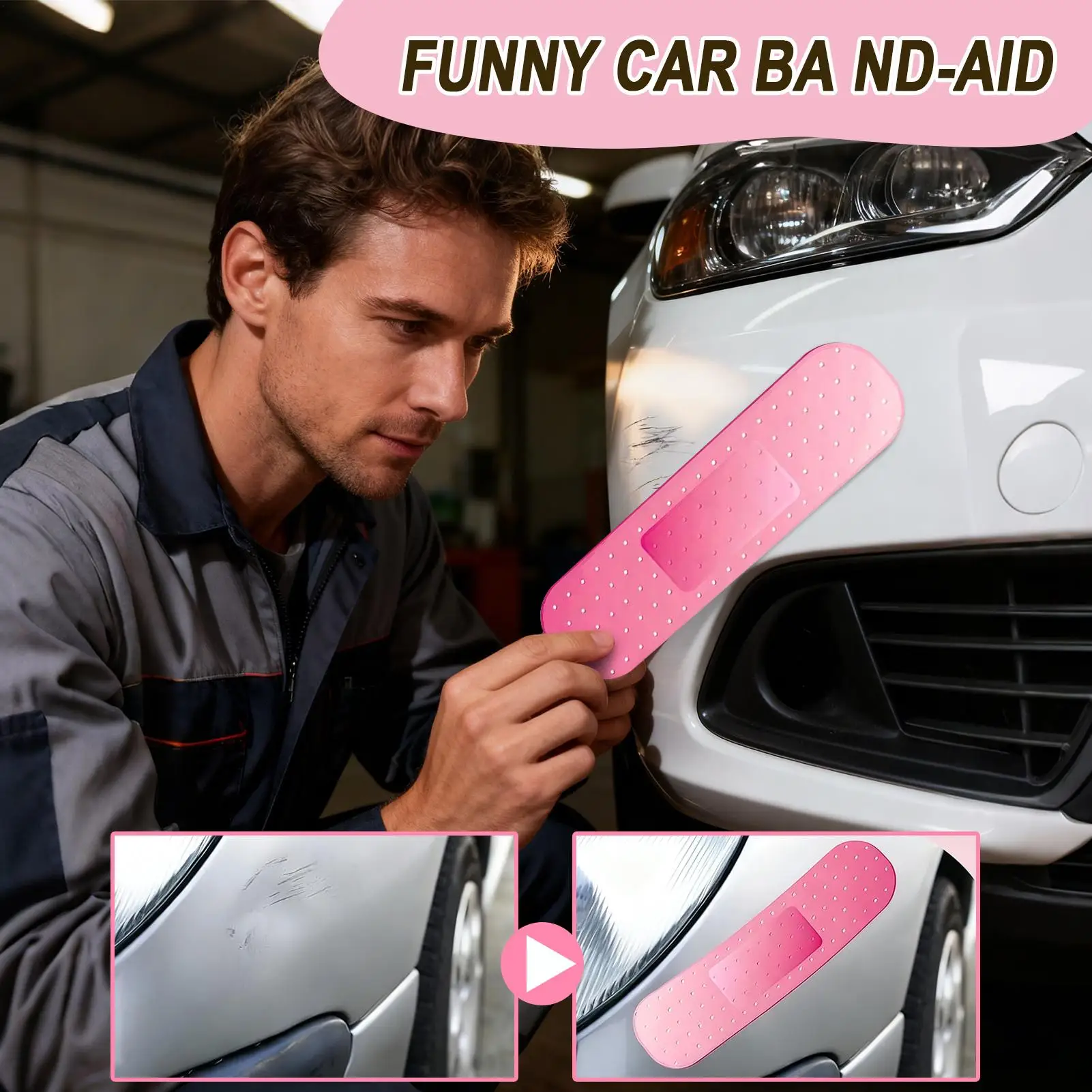 Funny Car Stickers 2 Pieces Waterproof Sunproof Big Bandage Coveup Car Decals For Vehicle Truck SUV RV Sedan Driver Scratch Dent