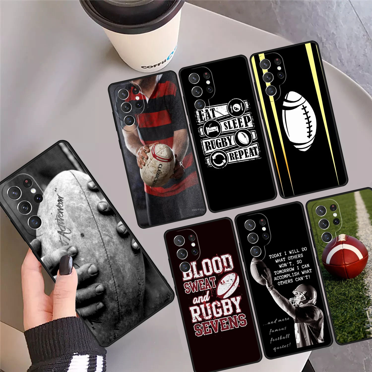 Чехол для телефона с мячом для регби для Samsung Galaxy S24 Ultra 23 S22 Plus S21 FE S20 S8 S9 S10 Note 10 Pro Note 20