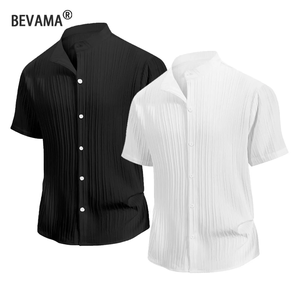 

Мужские летние однотонные дышащие рубашки с коротким рукавом на пуговицах, легкие повседневные простые рубашки-топы