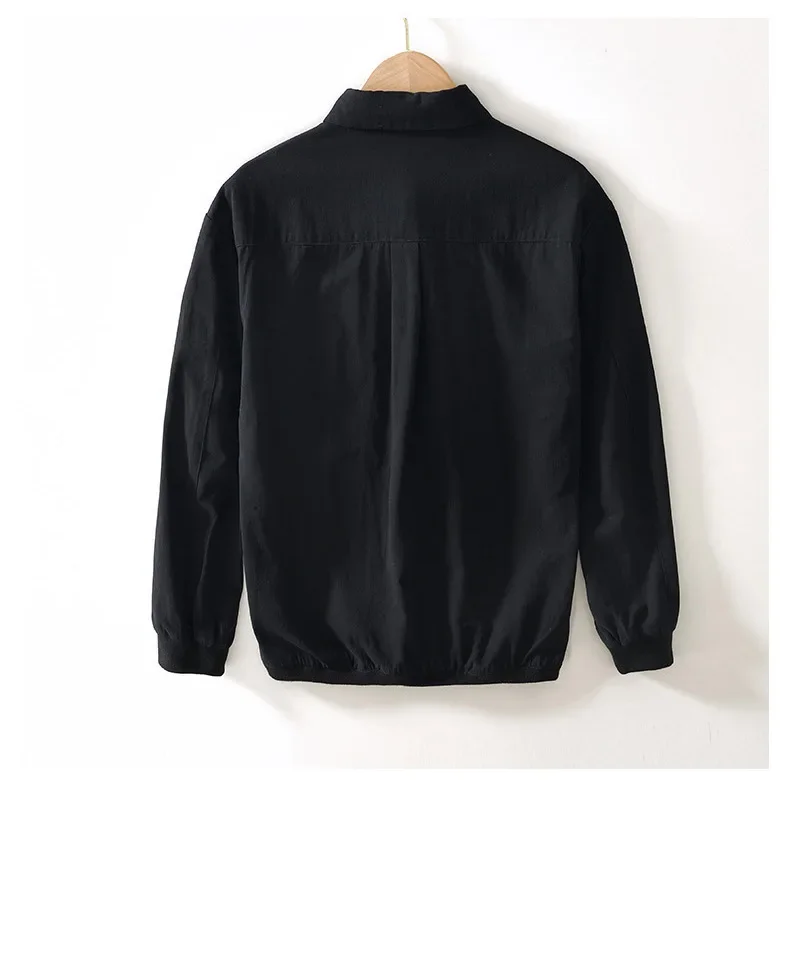 الشتاء قمصان رجالي اليومية عارضة الدافئة قمم الذكور التلبيب الأسود الصوف قميص بسيط Overshirt اليابانية خمر قميص رشاقته الملابس #5