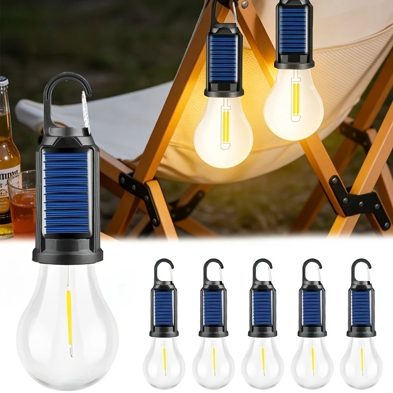 Solar Powered LED Camping Light 3 Modes Waterproof Portable Tent Light with Hooks USB Rechargeable for Camping BBQ Garden Decor