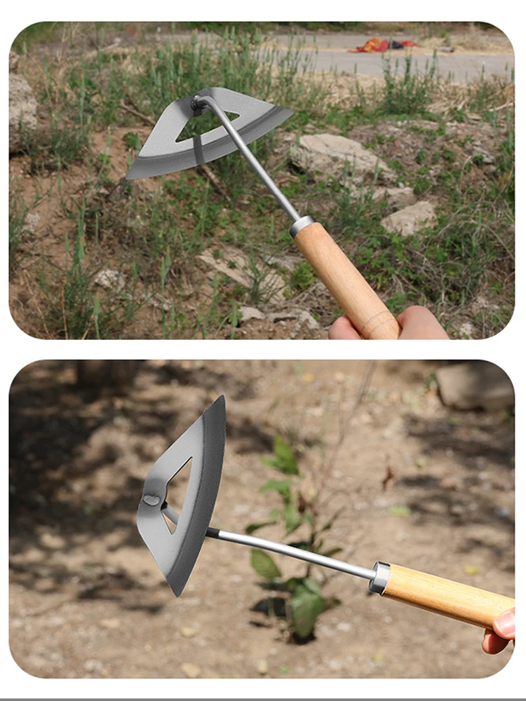 Hollow Hoe Sharp Handmade Hoe Gardening Outdoor Farm Planting Plowing Tool Digging Handheld Agriculture Rake Tool