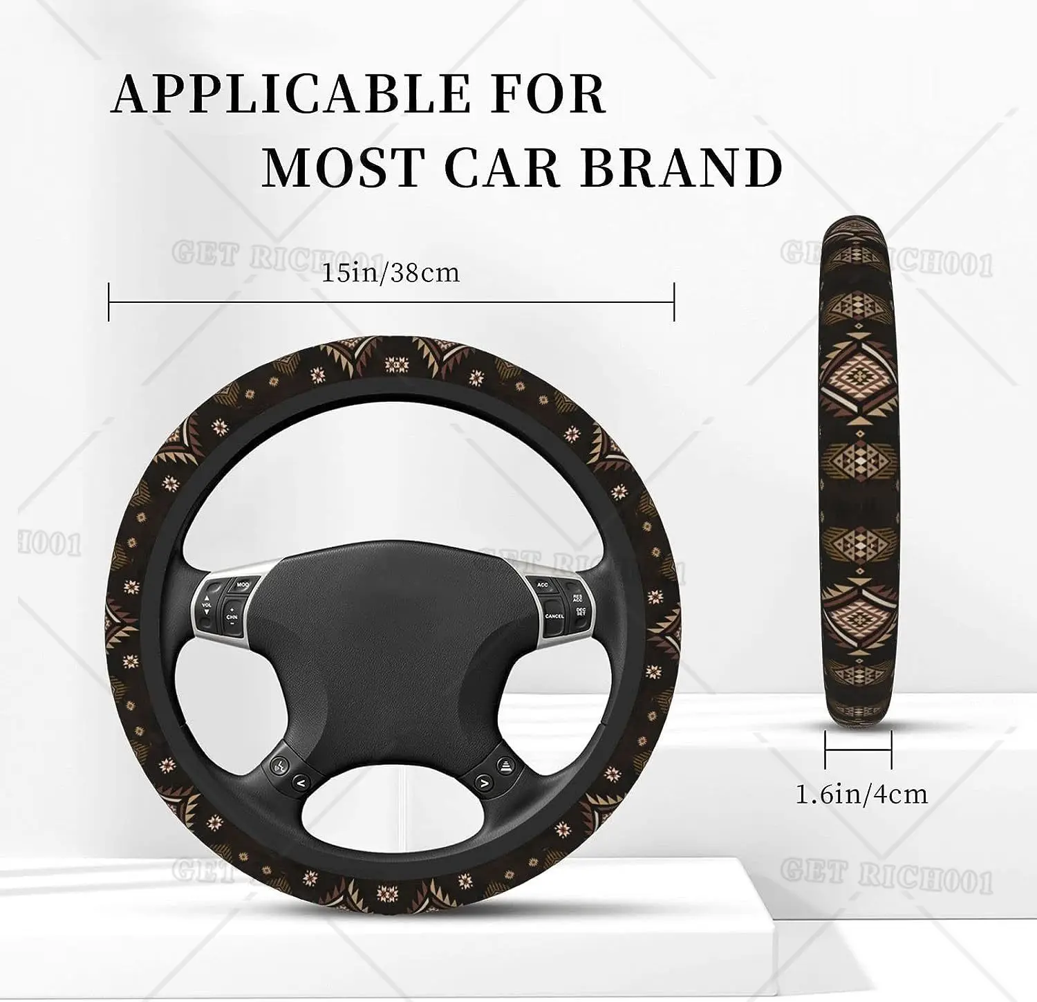 Steering Wheel Cover Anti-Slip,Sweat Absorption Universal 15 inch Steering Wheel Covers Cute car Accessories for Men Women