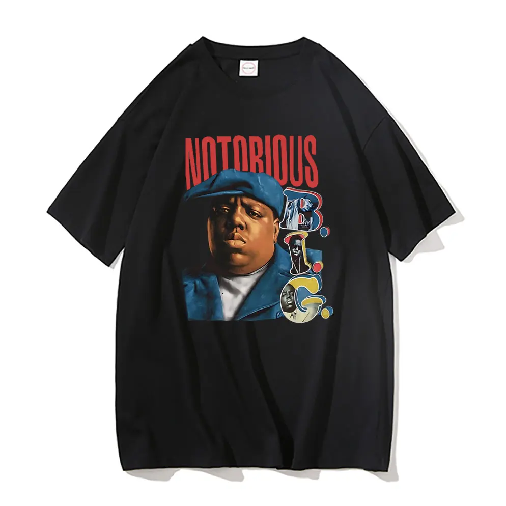 Rapper The Notorious Big Graphic T Shirt Men\'s Pure Cotton Short Sleeve Tees Biggie Smalls Tshirt Men Hip Hop Oversized T-shirts