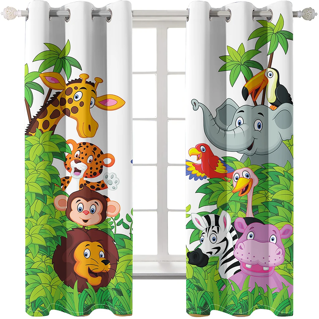 2panels cartoon curtaisn kids curtain 3d Curtains for Living Room Bedroom Kitchen Decor Sheer Curtains Window Drape