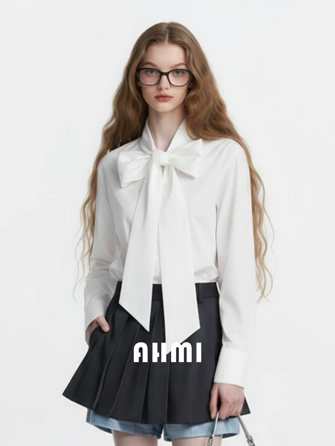 

Женская модная блузка AHMI с узловым дизайном и длинными рукавами, премиум-класса, для осеннего сезона