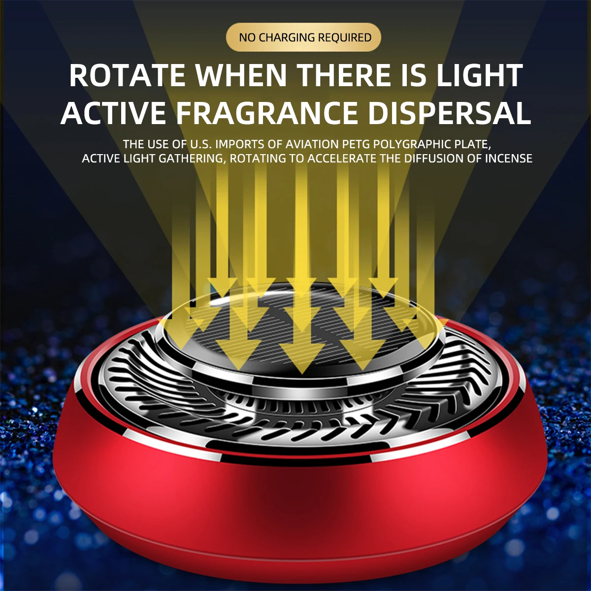 1pc Solar Car Air Aromatherapy Solar Automatic Rotation Car Air Freshener Fragrance Car Dashboard Center Console Decorations