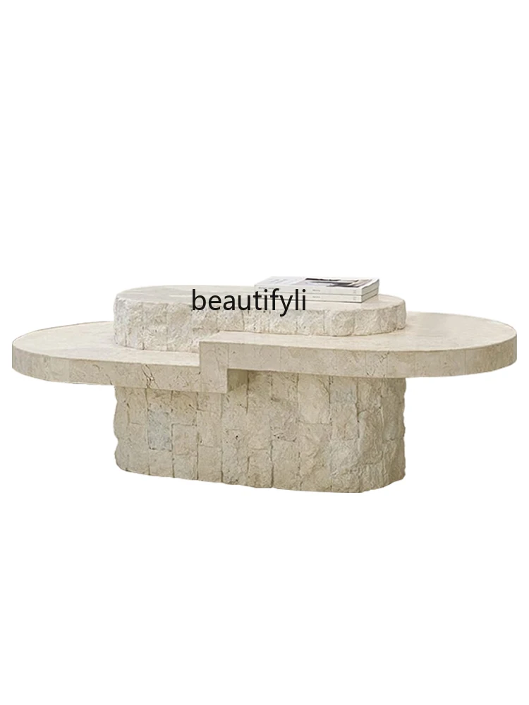 Qiji Style Oval Coffee Table Designer B & B Model Room Balcony Minimalist Ins Side Table