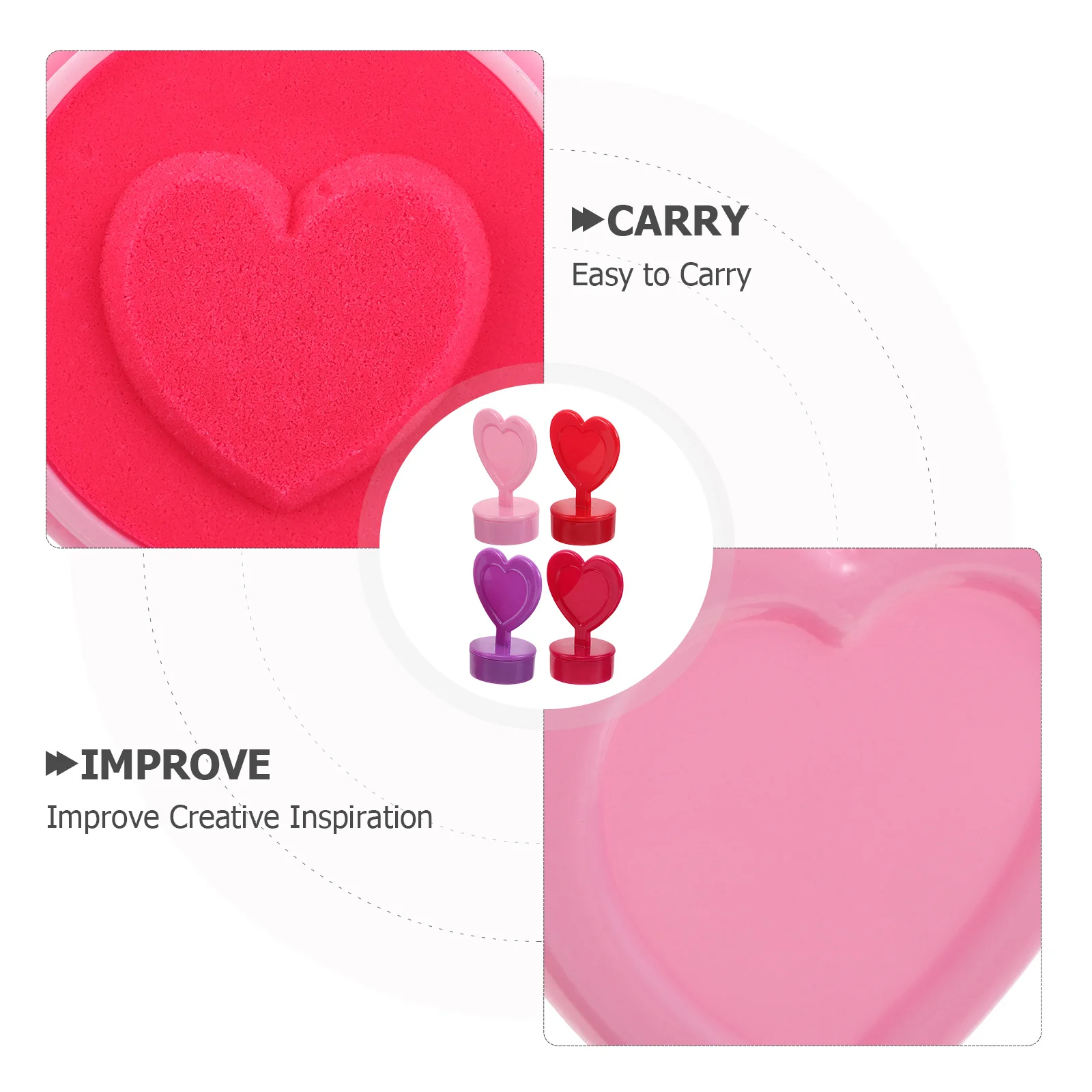 20pcs Cute For Kids Colorful Heart Shape Stampers Classroom Rewards Party Favors Scrapbook Craft Activities Children Stamp Set