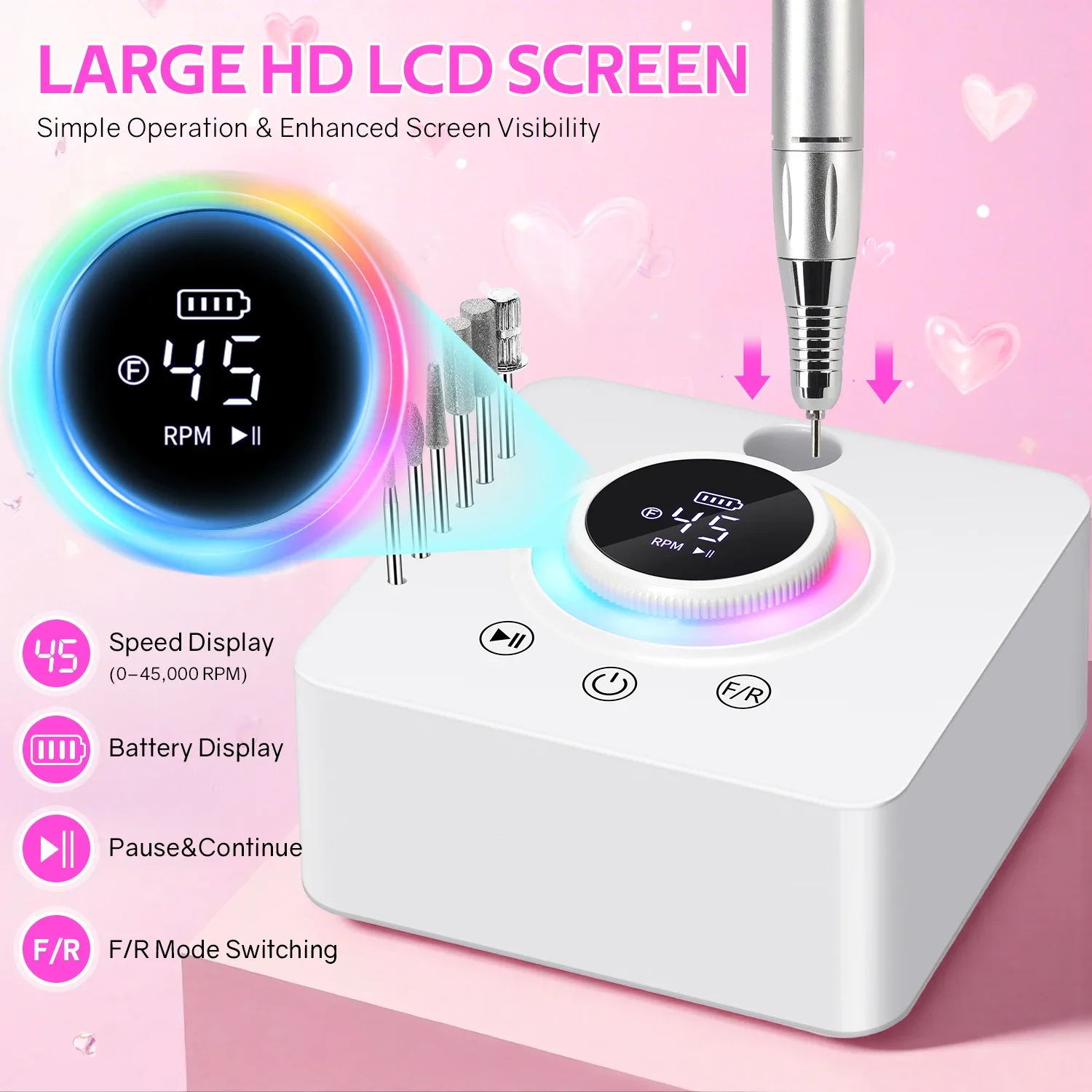 Dianabeauty 45000rpm recarregável manicure broca desktop máquina de polimento elétrica lixadeira manicure baixo ruído ferramentas do salão de beleza