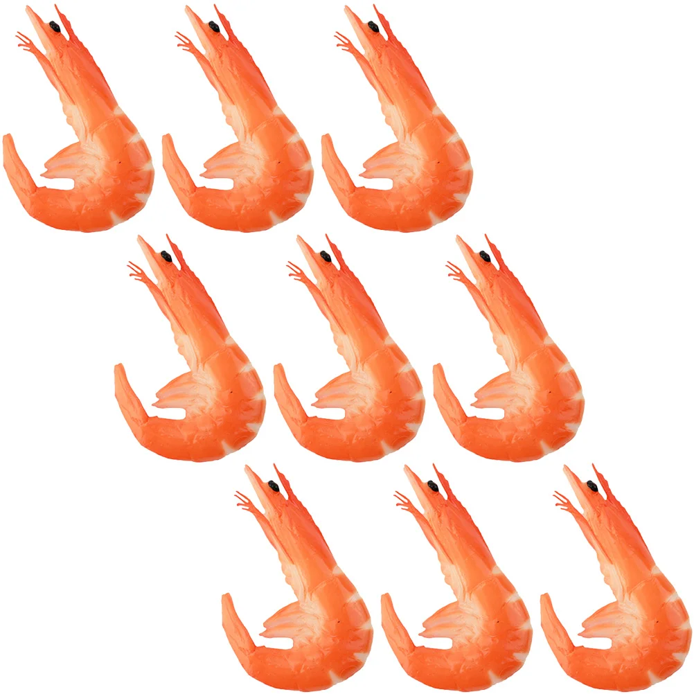 9 Pcs Simulated Shrimp Model PVC Red Shrimp Fake Food Decor Realistic Food Sample Photo Props Lifelike Design Safe