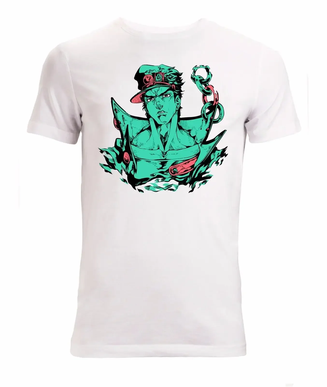 Newest Letter Print Jojo'S Bizarre Adventure Stardust Crusaders Jotaro Kujo Men'S T Shirt White T-Shirt Casual Man Tees