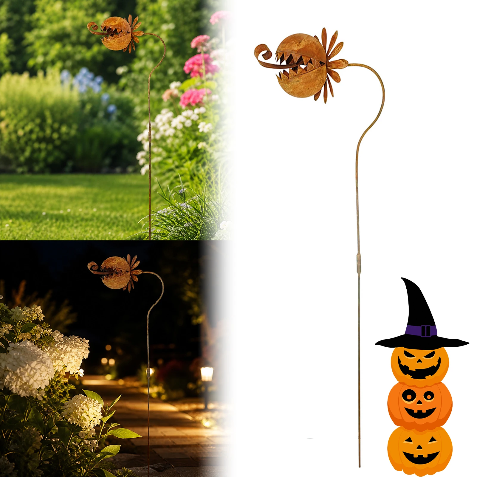 Carnivorous Plant Stakes Weather Venus Fly Trap Garden Stakes Rusty Monster Plants Sculpture for Lawn&Patio&Yard
