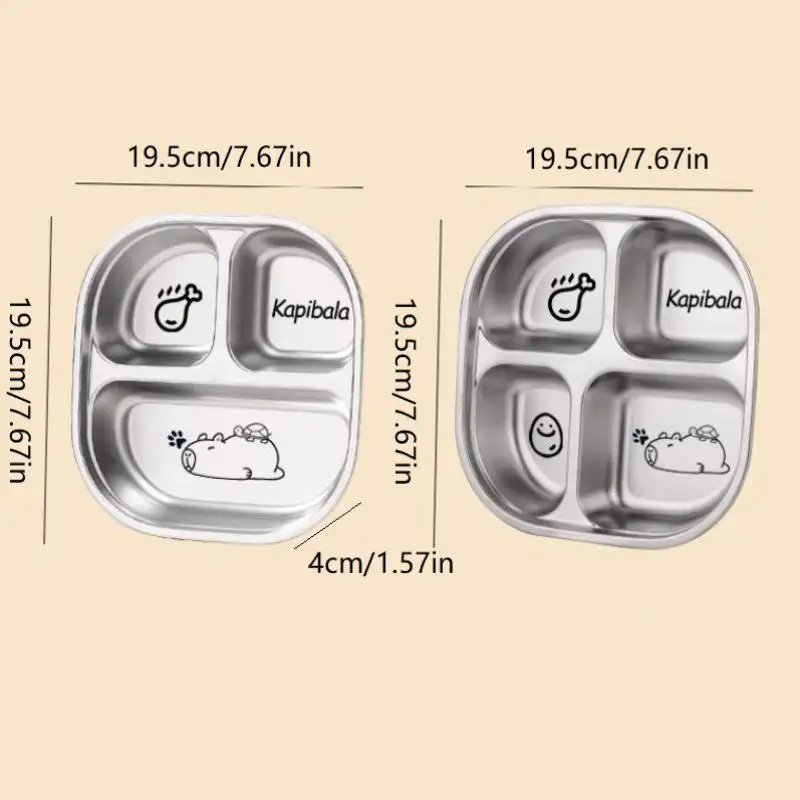 

ГОРЯЧО! Тарелка для еды с 2/3/4 секциями Capybara, многоразовая, квадратная, с разделителями, для фруктов и салатов
