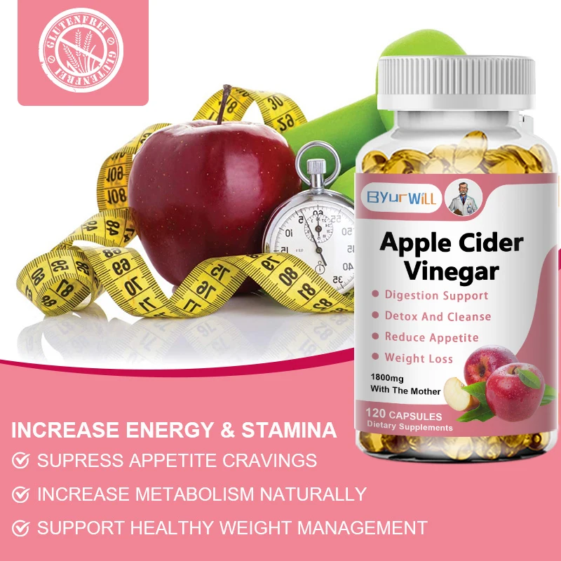Apple Cider Vinegar Capsules - 100% Natural Pure ACV - Energy, Digestion, Metabolism & Weight Loss Support - Lab Tested