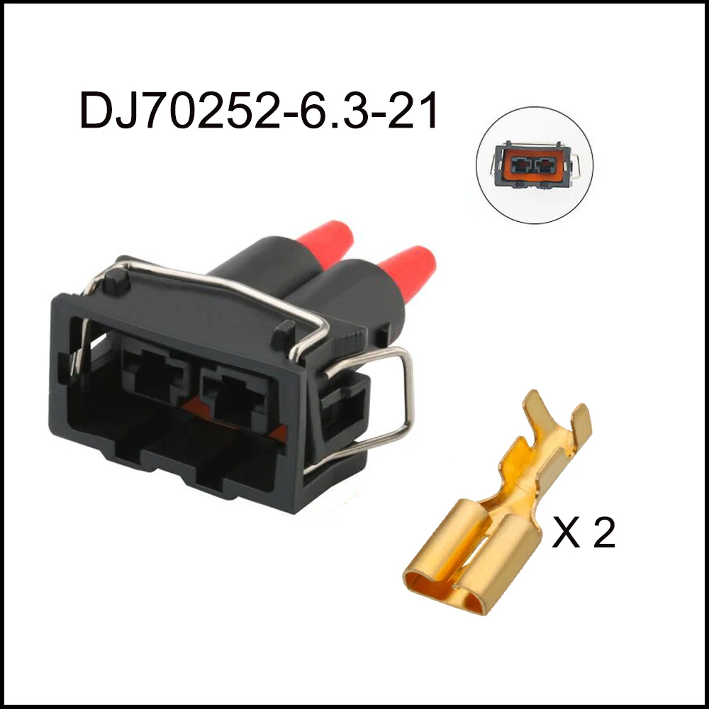 

100SET DJ70252-6.3-21 auto Waterproof cable connector 2 pin automotive Plug famale male socket Includes terminal seal