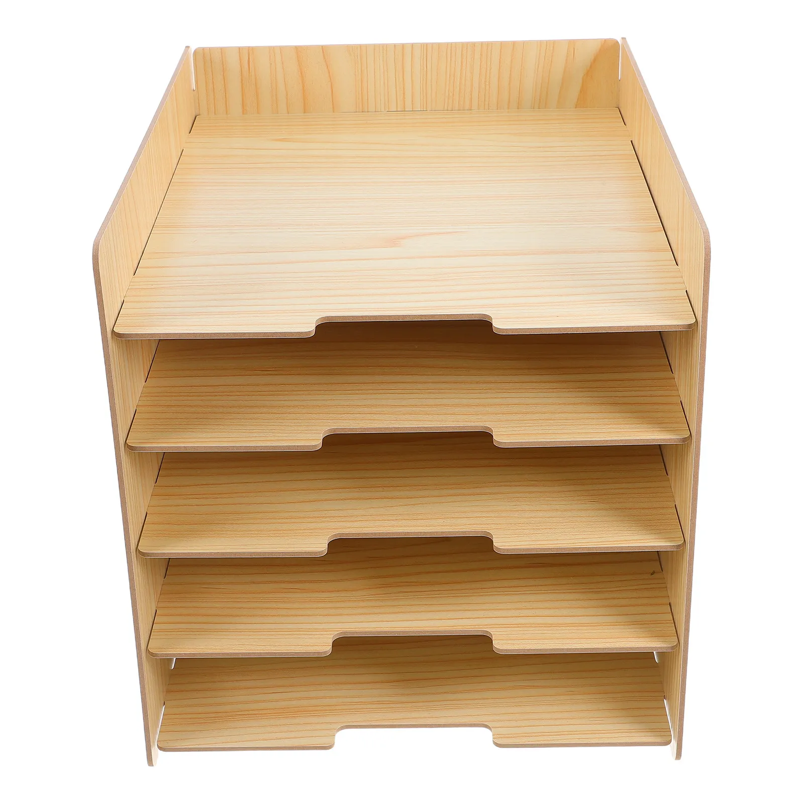Wooden Multi-Tier File Organizer Stable Desk Document Sorter Envelope Paper Storage Office Desktop Document Rack