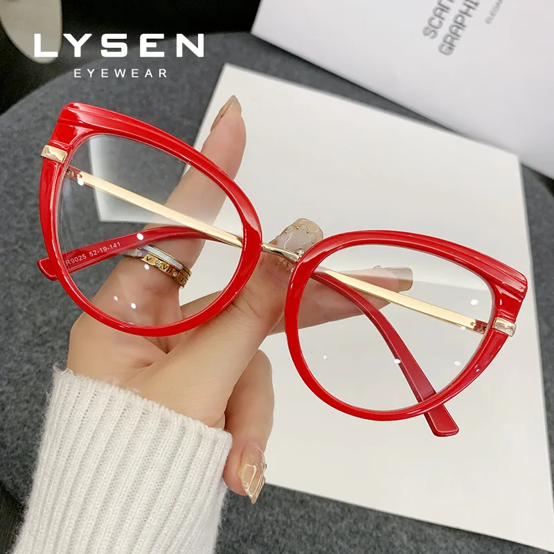 LYSEN العصرية القط العين النساء النظارات اللونية سيدة وصفة طبية النظارات البصرية مكافحة الضوء الأزرق المضادة للانعكاس قصر النظر نظارات #4